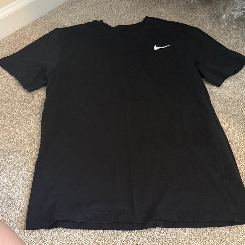 Nike Black Short Sleeve Crew with White Swoosh
